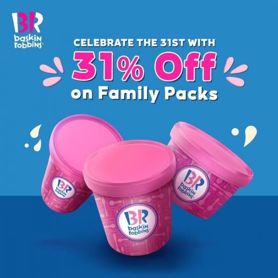 Baskin Robbins Pakistan super sweet offer 31 OFF on all family packs